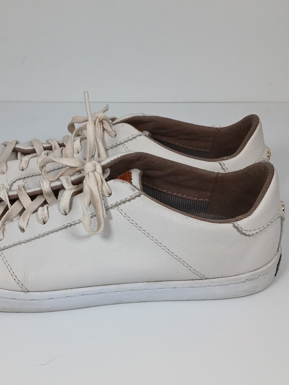 Cole Haan Grand Crosscourt White Leather Sneakers Gold Hardware 7.5B - Picture 4 of 14